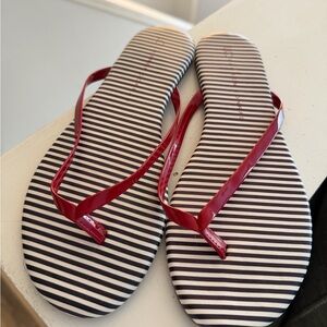 LC Lauren Conrad Striped Flip Flops Red Navy Women’s Sandals